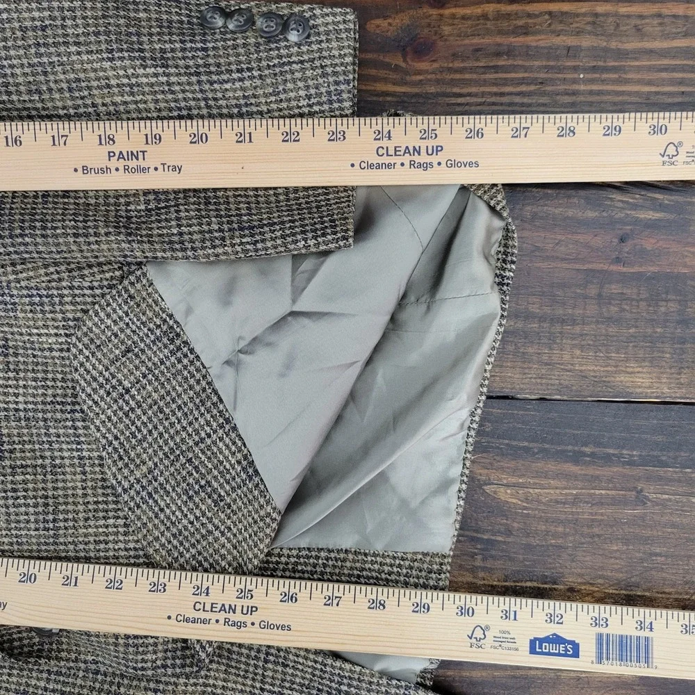 VTG‎ Hart Schaffner Marx Men's Sport Coat Blazer Two Button Houndstooth Silk 42R